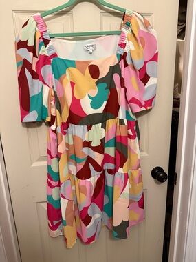 CROSBY by Mollie Burch Multicolor Abstract Print Tiered Dress